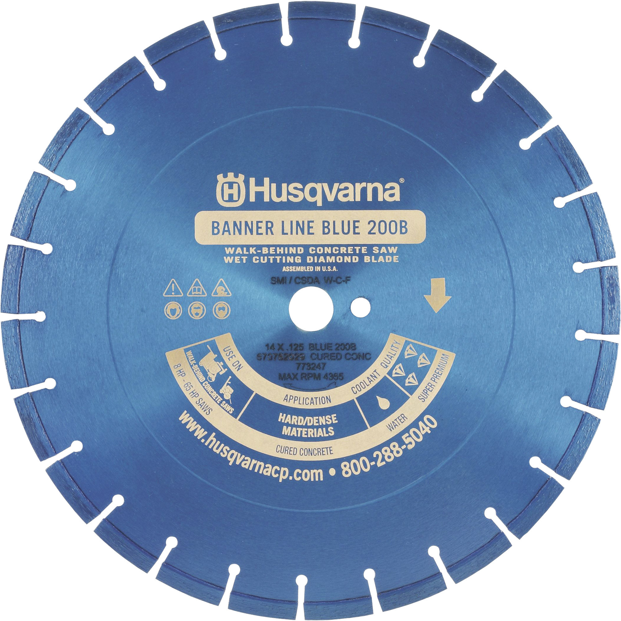 Husqvarna Diamond Blade, 24in., Banner Blue, Wet Cutting, Model# Banner Blue 200B